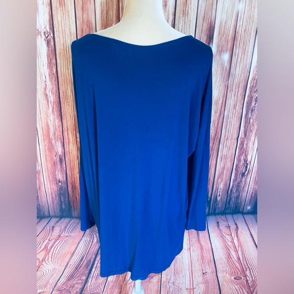 Women’s Medium Tunic Piko Dark Blue Soft Stretch Oversized 3/4 Sleeves - Picture 5 of 11
